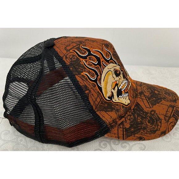 Mesh Trucker Cap Flame Skull & "My Ride My Rules" Design - Picture 2 of 5
